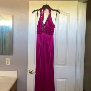 New Fuchsia/Pink Halter Formal Dress